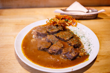 Japanese Beef Curry and Rice on the table