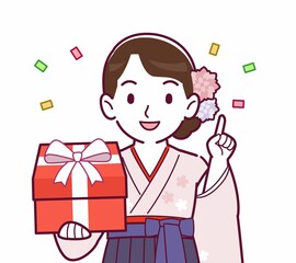 羽織袴を着た女性