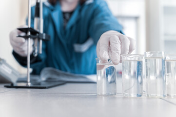 Fototapeta premium A chemist works in a laboratory