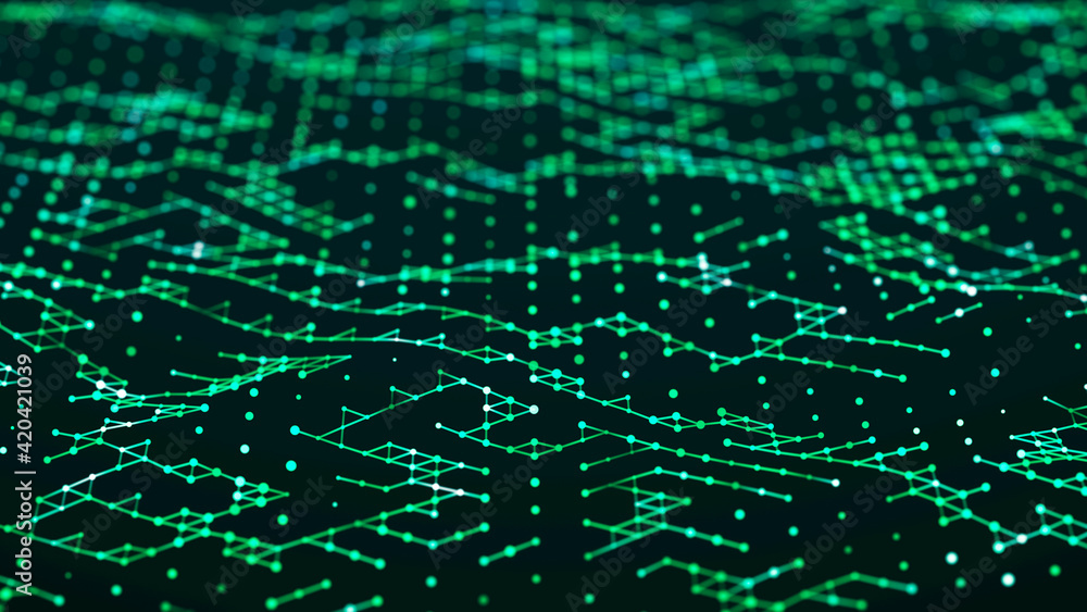 Aufkleber Abstract technology background. Big data digital code. Futuristic dots background. 3d rendering