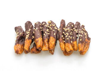 solar sun dried banana chocolate coating or banana dipped chocolate