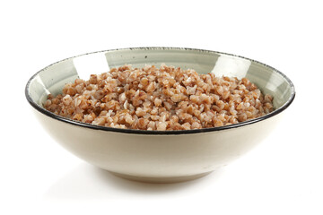 cooked buckwheat isolated on white background