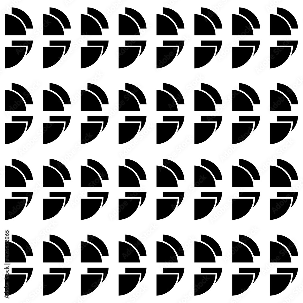 Poster Quarters Pattern. Black Abstract Seamless Pattern.