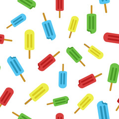 seamless pattern with colorful ice cream on white background