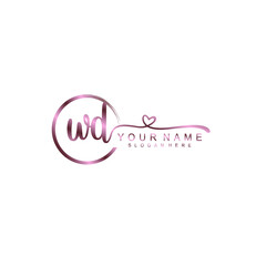 WD beautiful Initial handwriting logo template