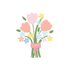 Vector tulip bouquet with bow