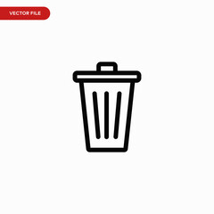 Delete icon vector. Simple bin sign