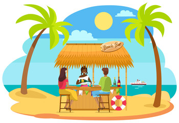 Drinking coffee and eating in street cafe. Friends meeting. Crowded outdoor restaurant or bar in city