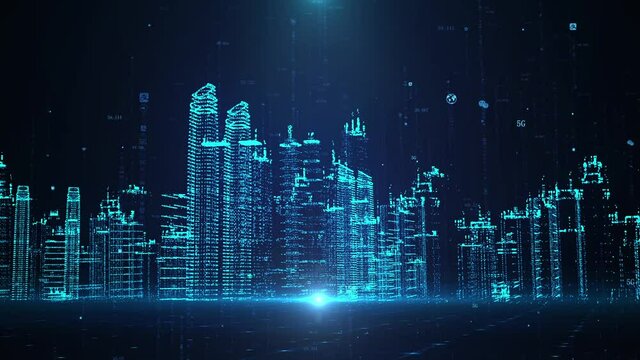 Digital space 5g virtual future technology smart city animation