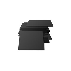 Square black beer coasters or table mats realistic vector illustration isolated.