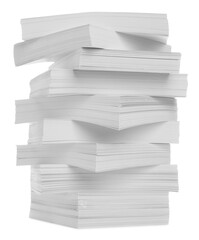 Stack of paper sheets isolated on white