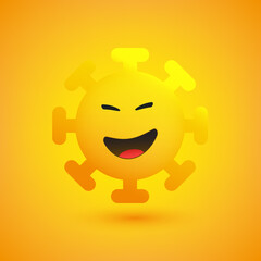 Mischievous Coronavirus Emoji -  Emoticon on Yellow Background - Vector Design