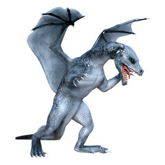 3D Rendering Fairy Tale Dragon on White