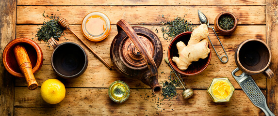 Healing tea with ginger