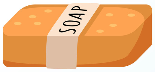 Orange soap bar for cleanliness and health. Personal hygiene product for skin care and body