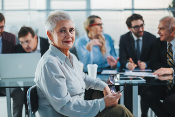 Fototapeta premium successful businesswoman in the workplace in the office
