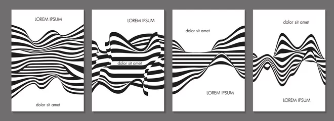 Optical-patterned covers. Optical illusion lines background. Abstract 3d black and white illusions. Conceptual design of optical illusion vector. © Алексей Шпадарук