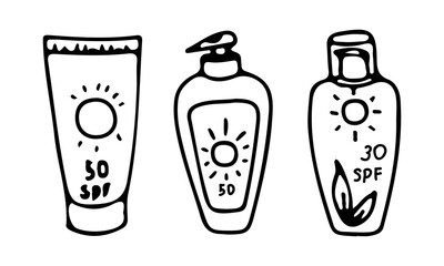 A set of sunscreen SPF cosmetics