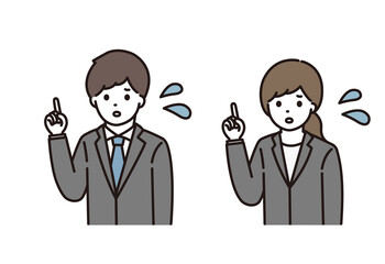 ビジネスマン ビジネスウーマン 説明 困惑