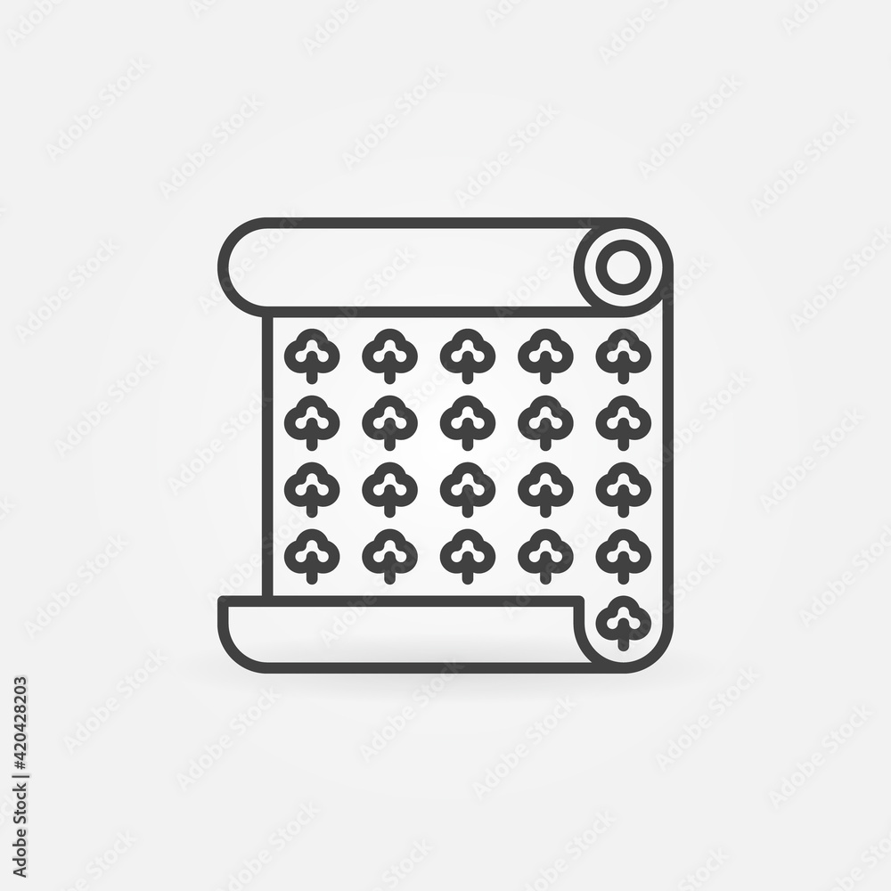 Aufkleber roll of wallpaper with pattern vector concept line icon