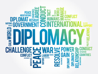 Fototapeta premium Diplomacy word cloud collage, political business concept background