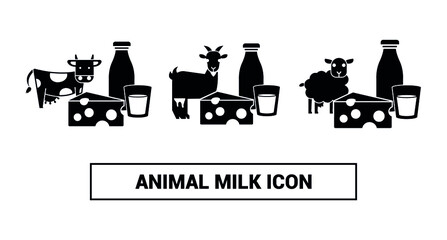 Vector image. Cow, sheep and goat milk icon.