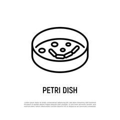 Obraz premium Petri dish thin line icon. Laboratory research. Vector illustration.