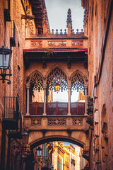 Naklejka premium Barcelona. Gothic quarter of Barcelona. Catalonia. Spain, 2021