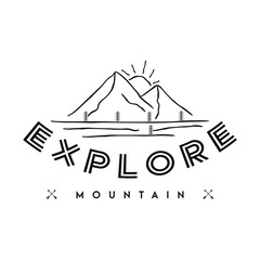 mountain logo. line art illustration