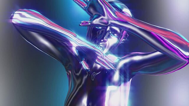 Retro Futuristic metallic woman. Seamless animation.