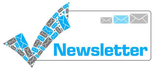 Newsletter Blue Grey Envelope Tick Mark Box Text 