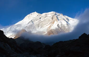 Photo sur Plexiglas Makalu Mount Makalu with clouds, Nepal Himalayas mountains