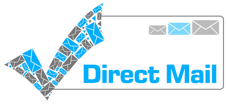 Direct Mail Blue Grey Envelope Tick Mark Box Text 