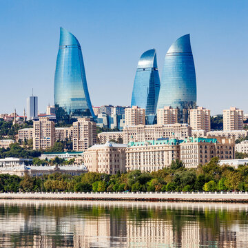 Baku city skyline in Azerbaijan