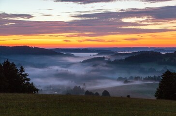 Fototapeta premium Morning panoramic sunset view from zdarske vrchy