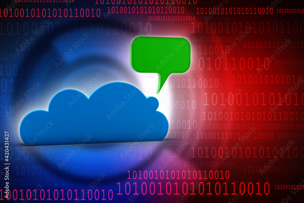 Poster 3d rendering cloud chat box isolated