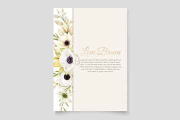 Watercolor Poppy anemone invitation card 