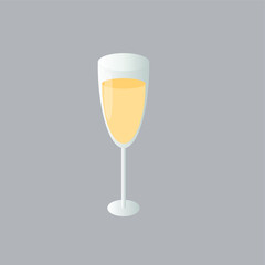 A glass of champagne on a gray background. Vector illustration.