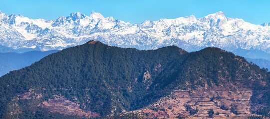 panoramic view of Indian Himalayas mountains