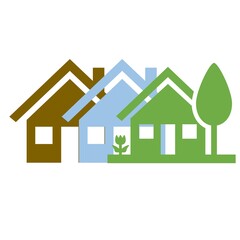 The illustration shows a picture of three houses.