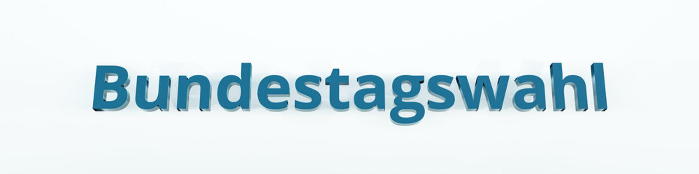 Banner mit der &Uuml;berschrift Bundestagswahl in 3D Textform auf neutralem Hintergrund.
