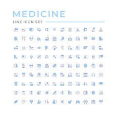 Set color line icons of medicine isolated on white