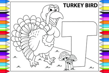 coloring animal cartoon with alphabet letters for kids