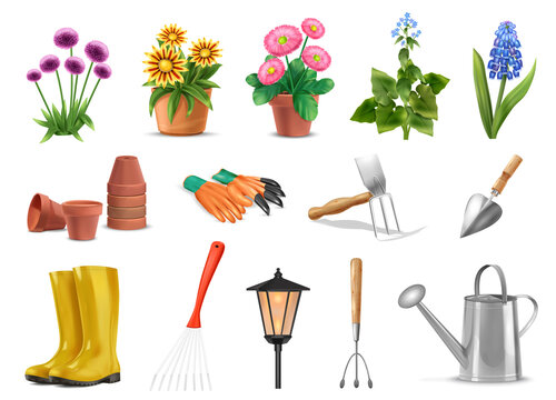 Realistic Garden Tools Set