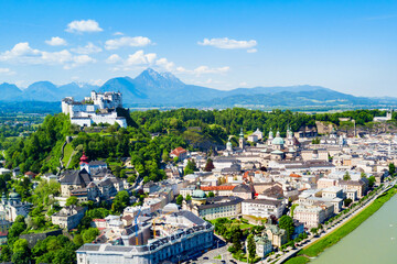 Fototapeta premium Salzburg aerial view, Austria