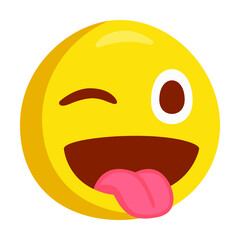 Winking Face With Tongue Emoji Icon Illustration. Crazy Vector Symbol Emoticon Design Doodle Vector.