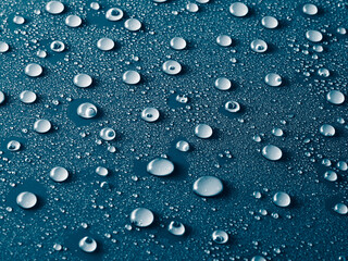 Water drops on blue background.