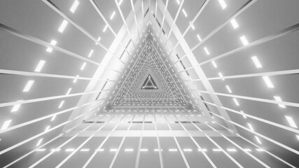 Monochrome illuminated tunnel 3D illustration