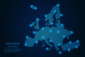 Abstract image Europe map from point blue and glowing stars on a dark background. vector illustration. Vector eps 10. © Arif Hama