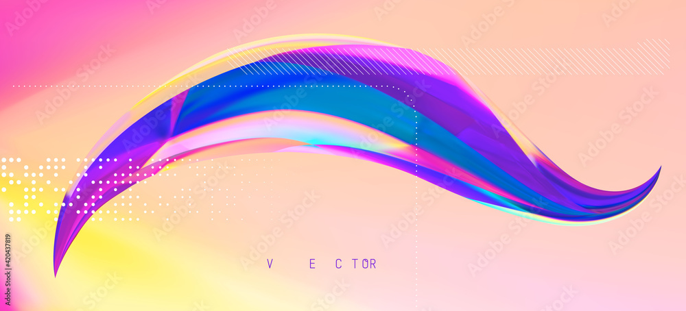 Wall mural wave liquid shape in multi color background. vector